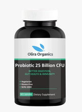 Probiotic dietary supplement bottle with white cap and dark label