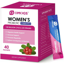 Women’s probiotic supplement box with 3 prebiotics and cranberry, 40 packets