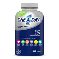ONE A DAY Mens 50 Plus complete 200 tablet bottle multivitamin for men over 50 supporting heart eye energy and immune health