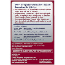 Multivitamin supplement back panel listing Complete Multivitamin details