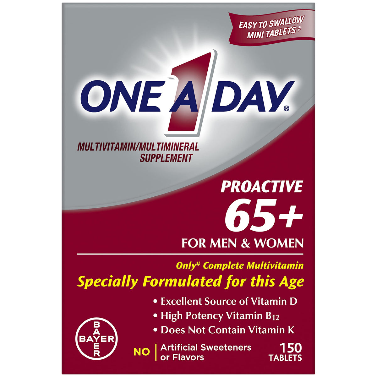 ONE A DAY Proactive 65 plus multivitamin pack for men and women 150 tablets multivitamin supplements for seniors UAE