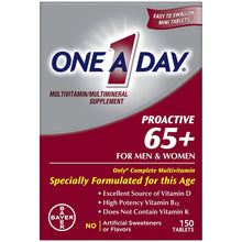 One A Day Proactive 65+ multivitamin supplement box, 150 tablets