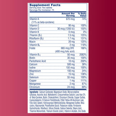 ONE A DAY supplement facts label showing vitamins and minerals for multivitamin supplements for seniors UAE