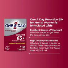 One A Day Proactive 65+ multivitamin supplement box with benefit text