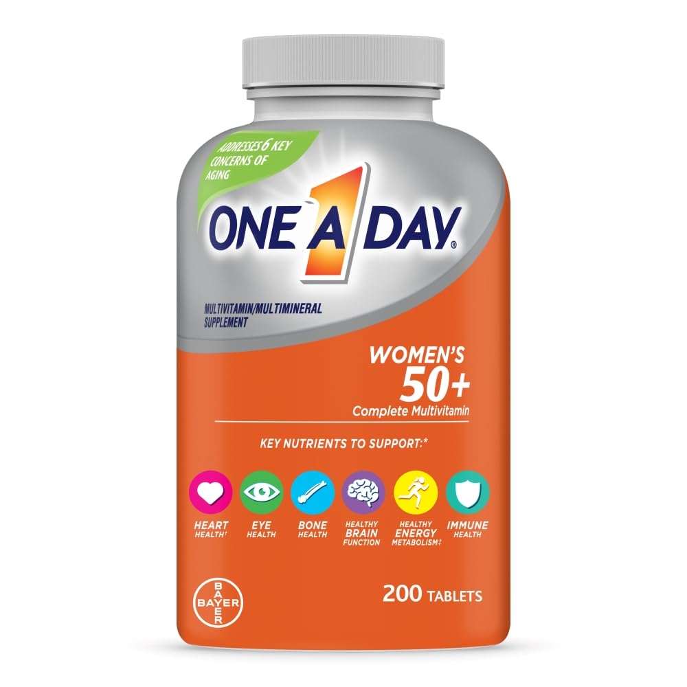ONE A DAY Womens 50 plus complete multivitamin bottle 200 tablets multivitamins for women over 50 orange label