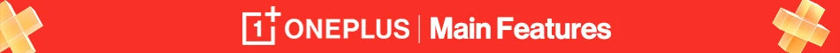 OnePlus logo and Main Features banner promoting OnePlus 13R global version smartphone in red