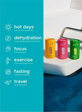 Hydrate variety pack side panel with benefits text, plus three stick containers