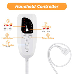 VIBOOS handheld controller with heat and timer settings for electric heating pad for back pain