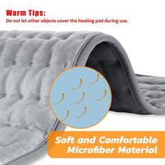 VIBOOS soft gray microfiber electric heating pad for back pain quilted plush material and fold