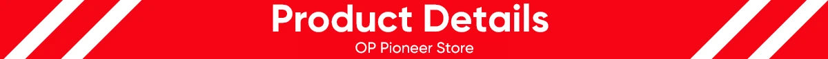Red product details banner with OP Pioneer Store branding for OnePlus Ace 5 5G smartphone UAE