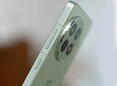 OnePlus Ace 5 5G smartphone UAE mint green rear close up showing circular triple camera and side buttons