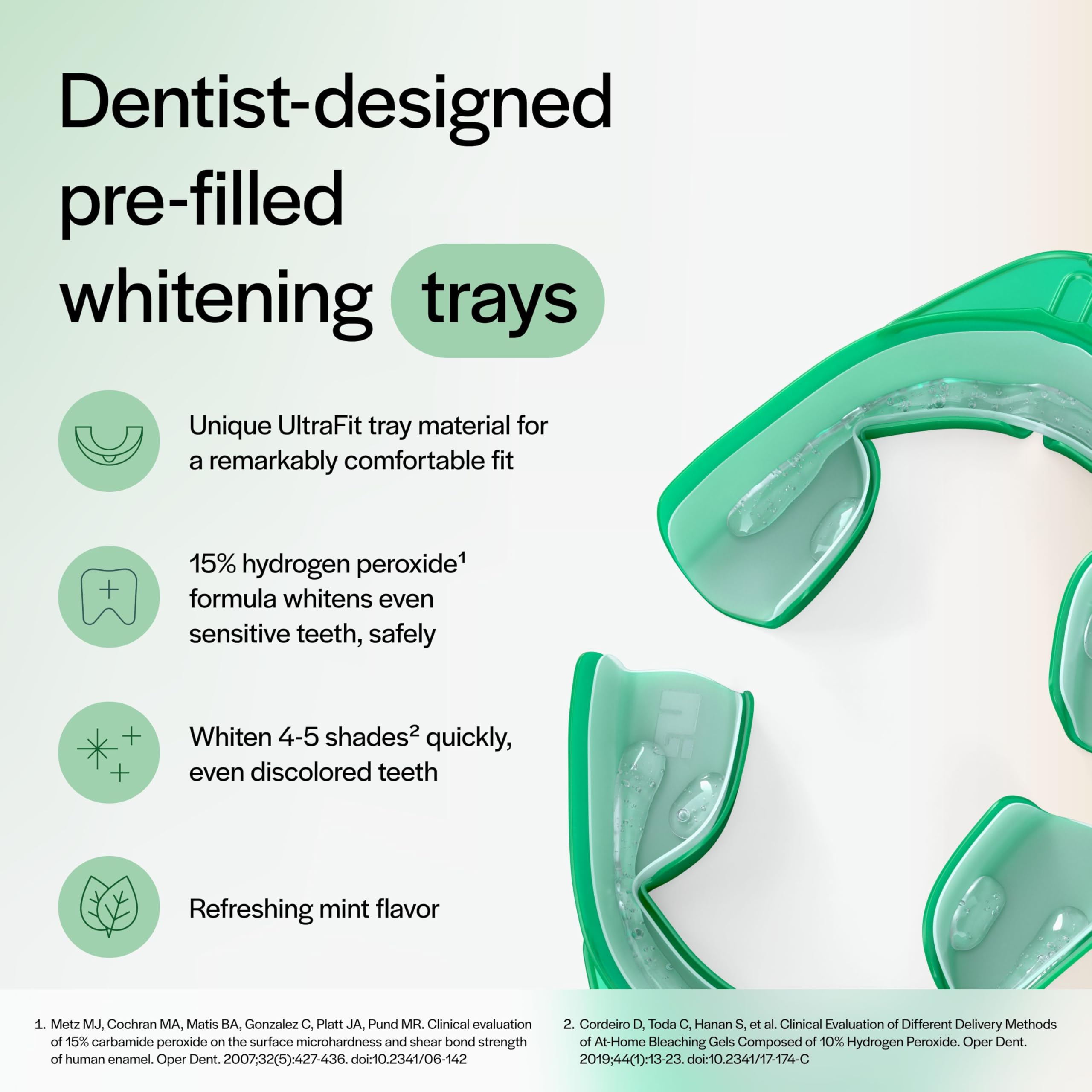 Opalescence Go hydrogen peroxide whitener dentist designed pre filled mint whitening trays with gel