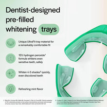 Opalescence Go 15% tooth whitener tray set with green fitted whitening trays