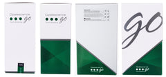 Opalescence Go hydrogen peroxide whitener retail box set showing four white and green product packaging panels