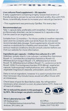 Probiotic digestive supplement bottle back label with ingredients and directions