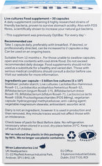 OptiBac box showing daily probiotics capsules UAE 30 capsules live cultures food supplement label