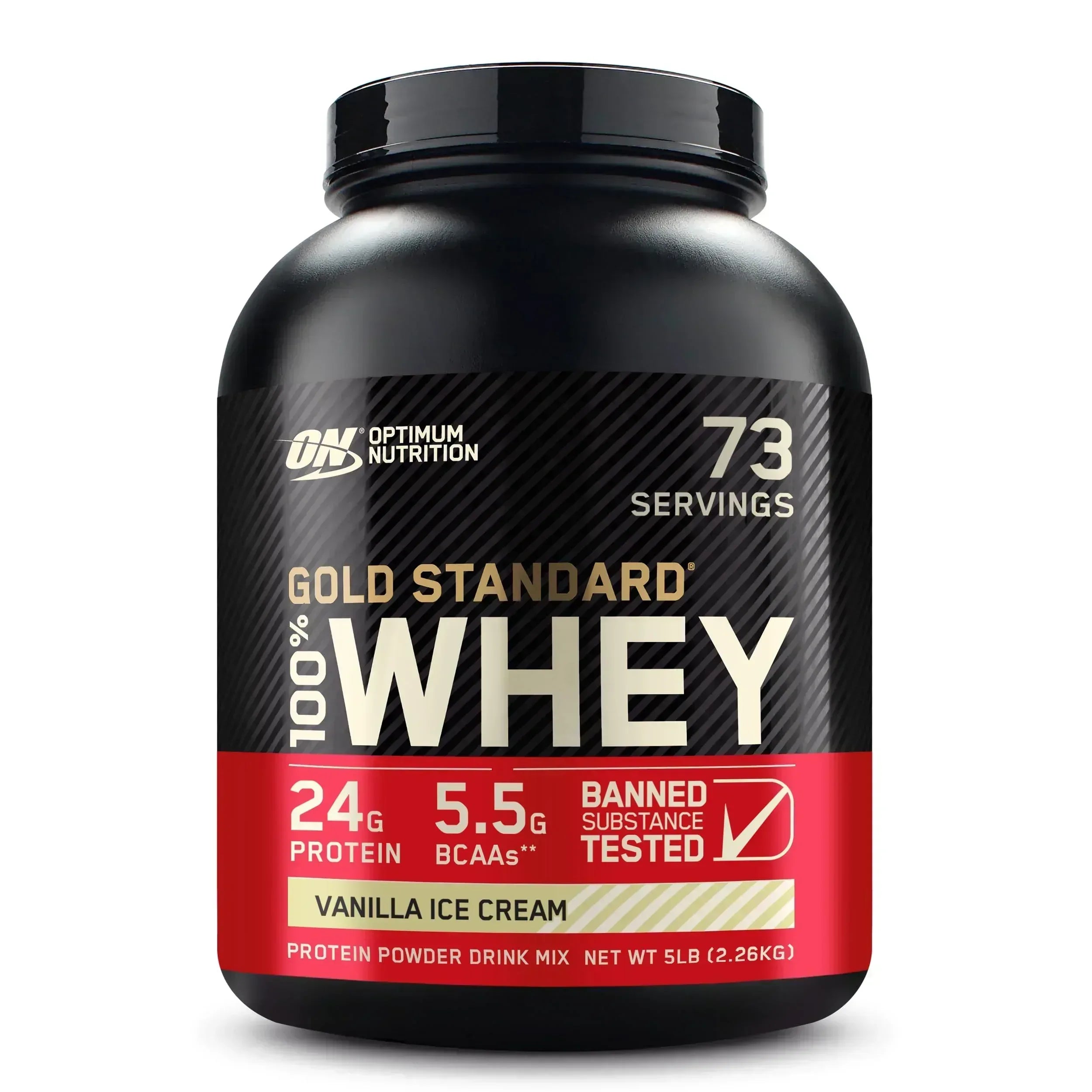 Optimum Nutrition Gold Standard Whey Vanilla Ice Cream - 5 lbs . - Mumzar