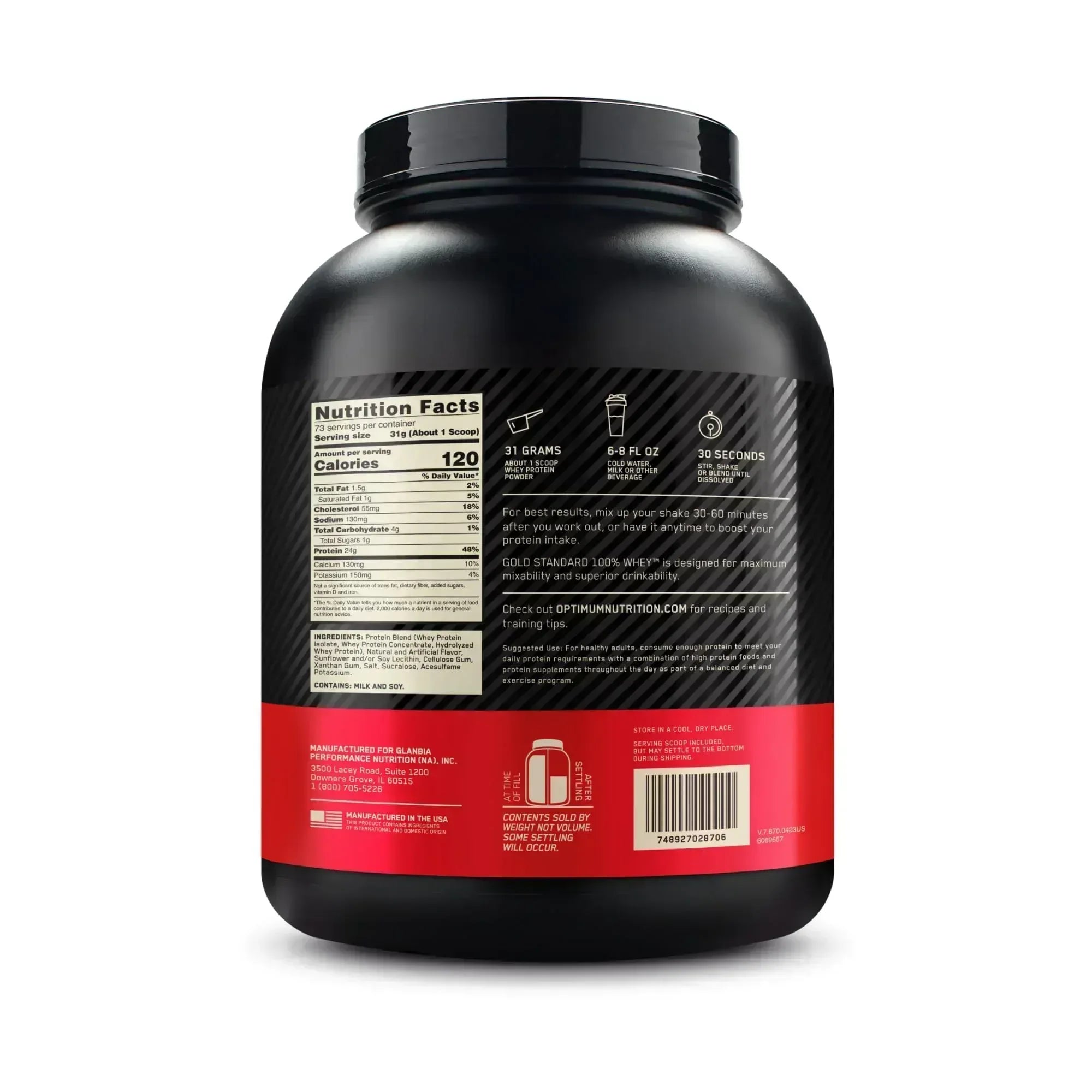 Optimum Nutrition Gold Standard Whey Vanilla Ice Cream - 5 lbs . - Mumzar