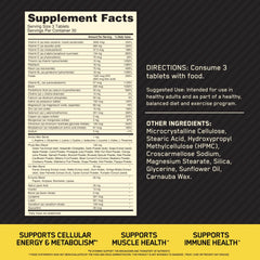 Optimum Nutrition men's daily multivitamin supplement label showing Supplement Facts directions and ingredients list