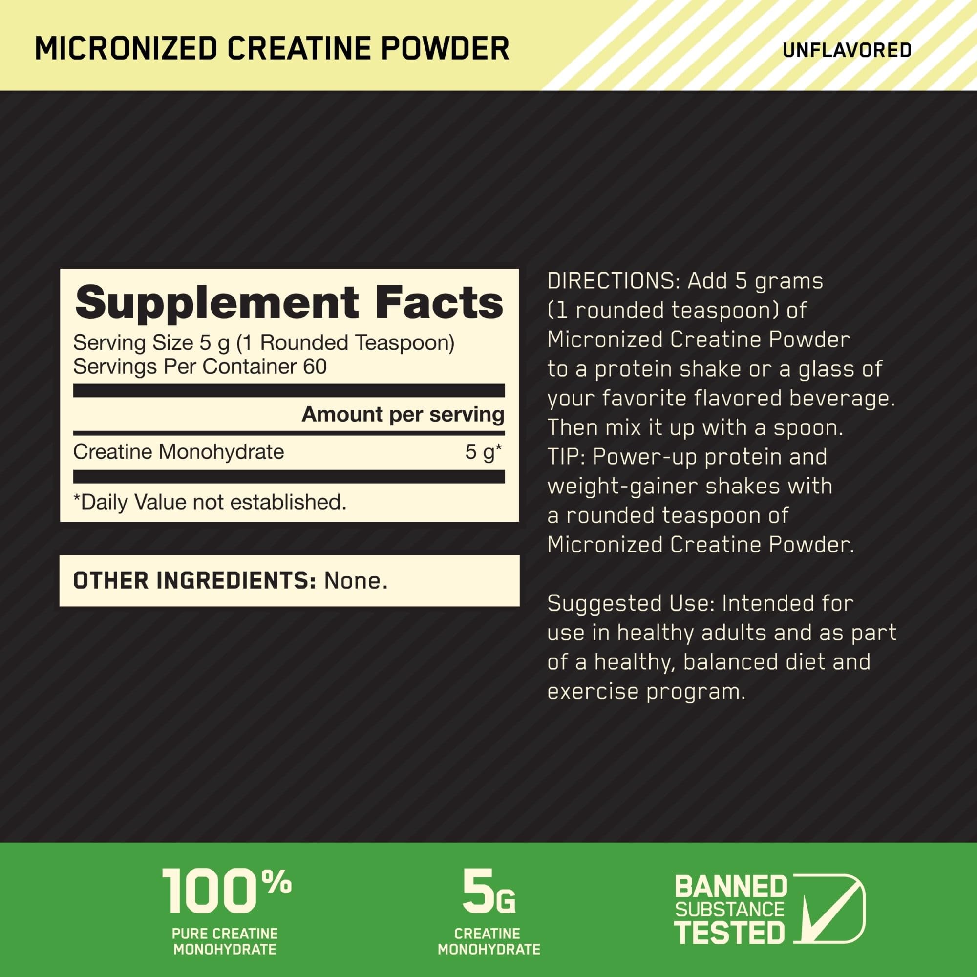 Optimum Nutrition Micronized Creatine Supplement 300g Powder - Mumzar