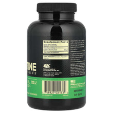 Creatine supplement capsules bottle back label with Supplement Facts panel and barcode.