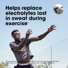 Optimum Nutrition pre workout banner showing athlete leaping for soccer ball and electrolyte claim