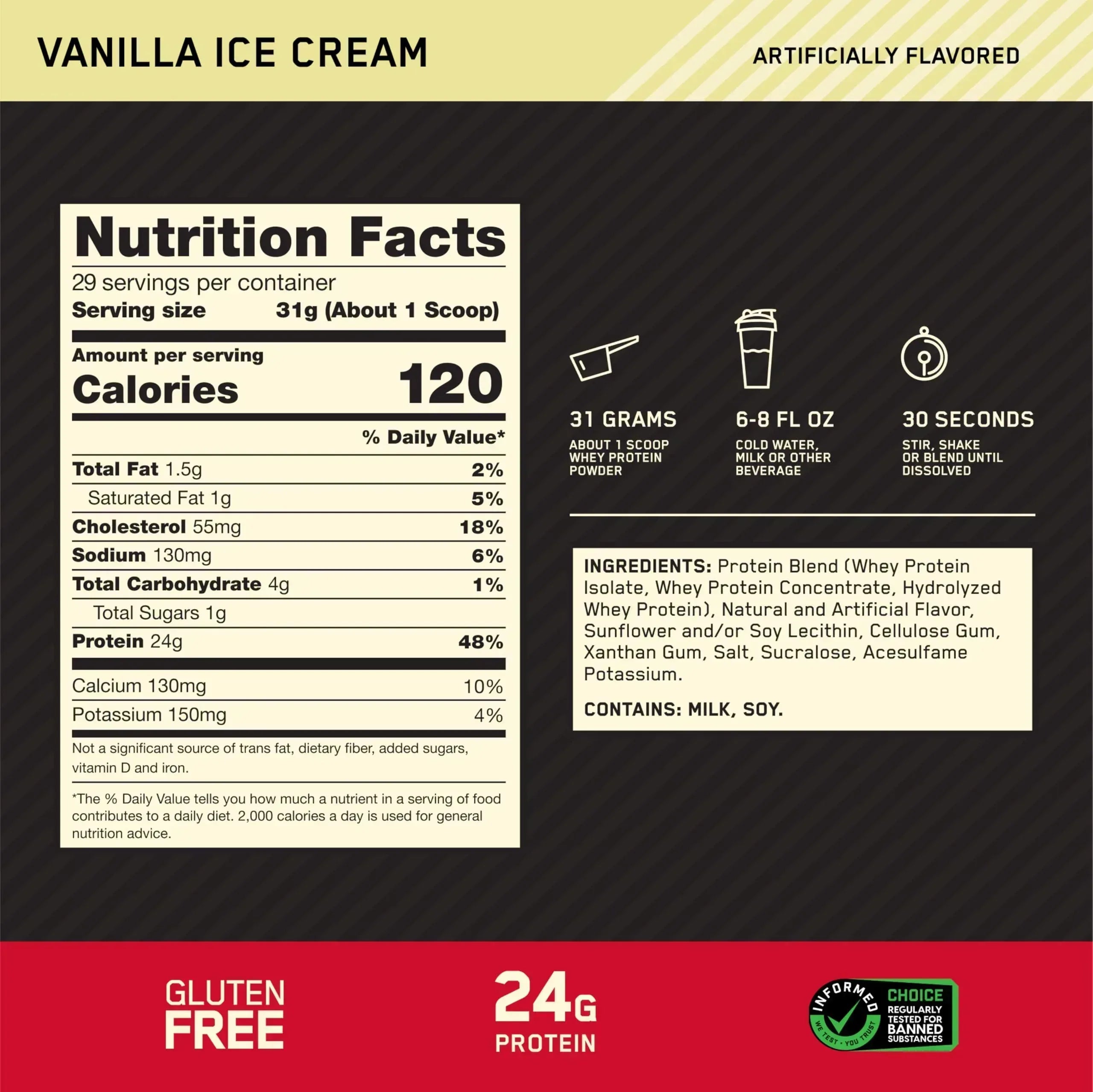 Optimum Nutrition Gold Standard 100% Whey Protein Powder, Vanilla Ice Cream, 2 Pound (Packaging May Vary) - Mumzar
