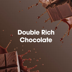 Optimum Nutrition Double Rich Chocolate whey protein powder UAE flavor image with chocolate pieces and splash