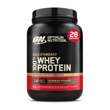 Whey protein powder tub, black with red label, Gold Standard 100% Whey, 28 servings