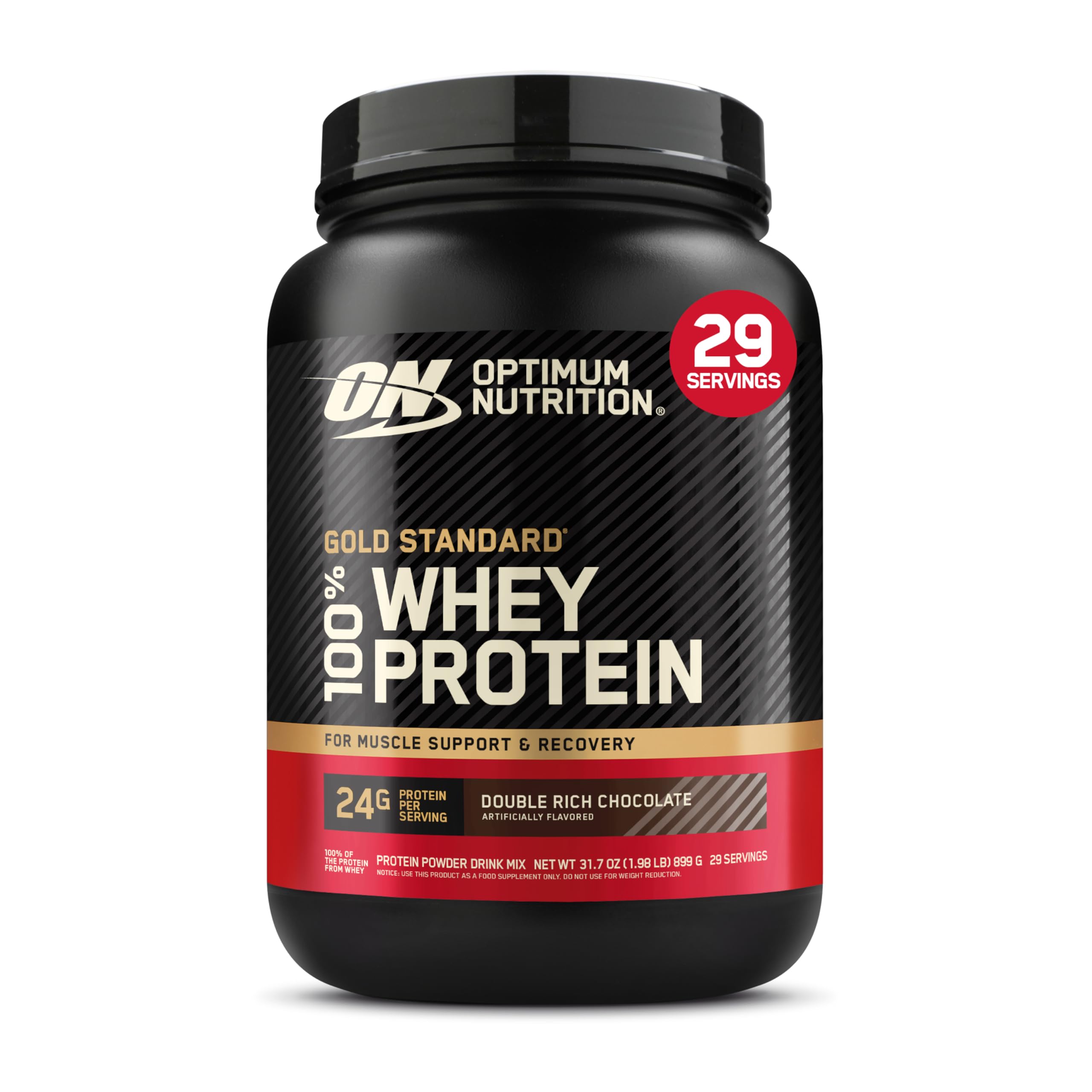 Optimum Nutrition Gold Standard 100 percent Whey Protein double rich chocolate tub 29 servings 24g protein whey protein powder UAE