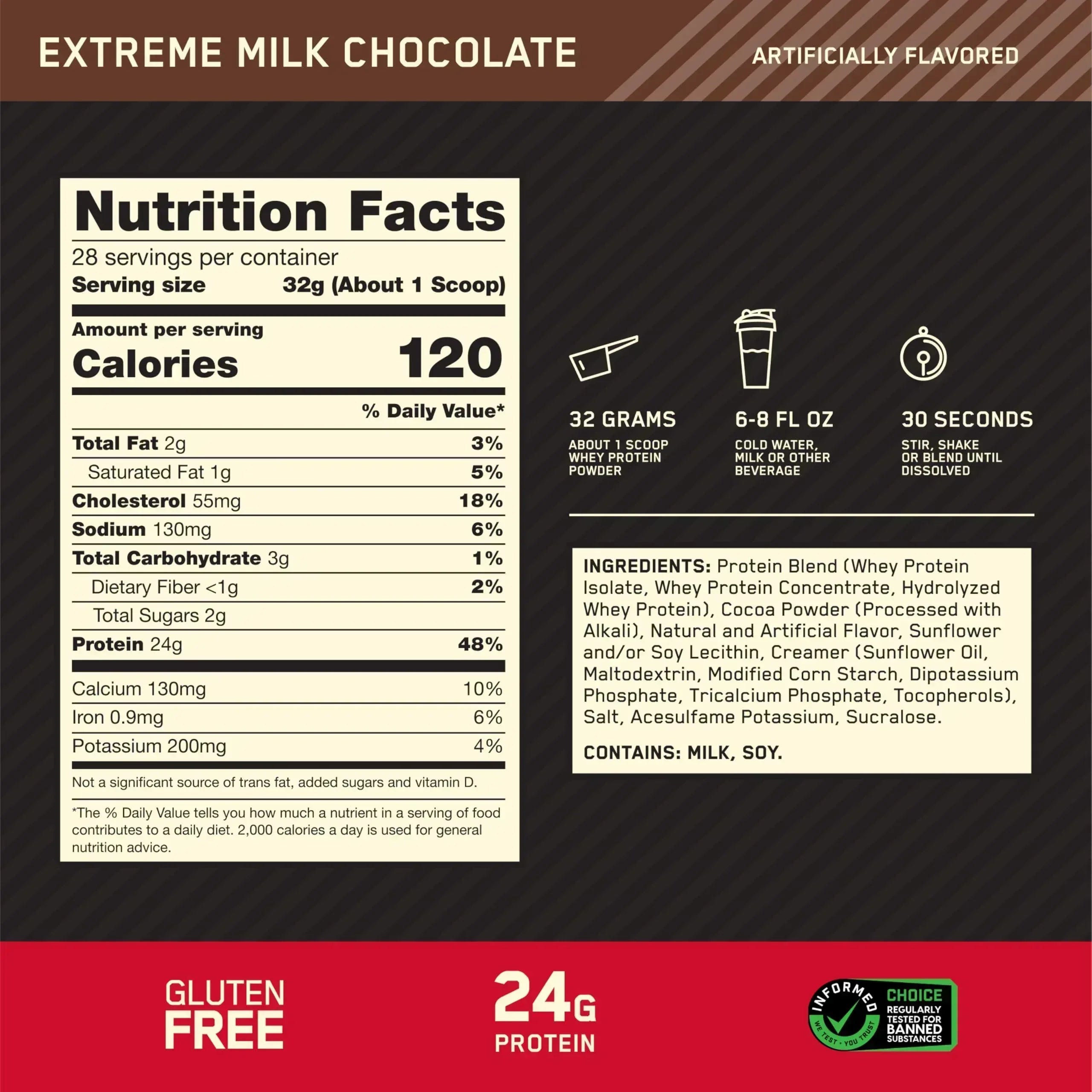 Optimum Nutrition Gold Standard 100% Whey Protein Powder, Extreme Milk Chocolate, 2 Pound (Pack of 1) (Packaging May Vary) - Mumzar