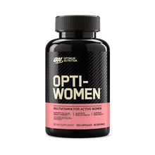 Optimum Nutrition Opti-Women multivitamin bottle, black with pink label