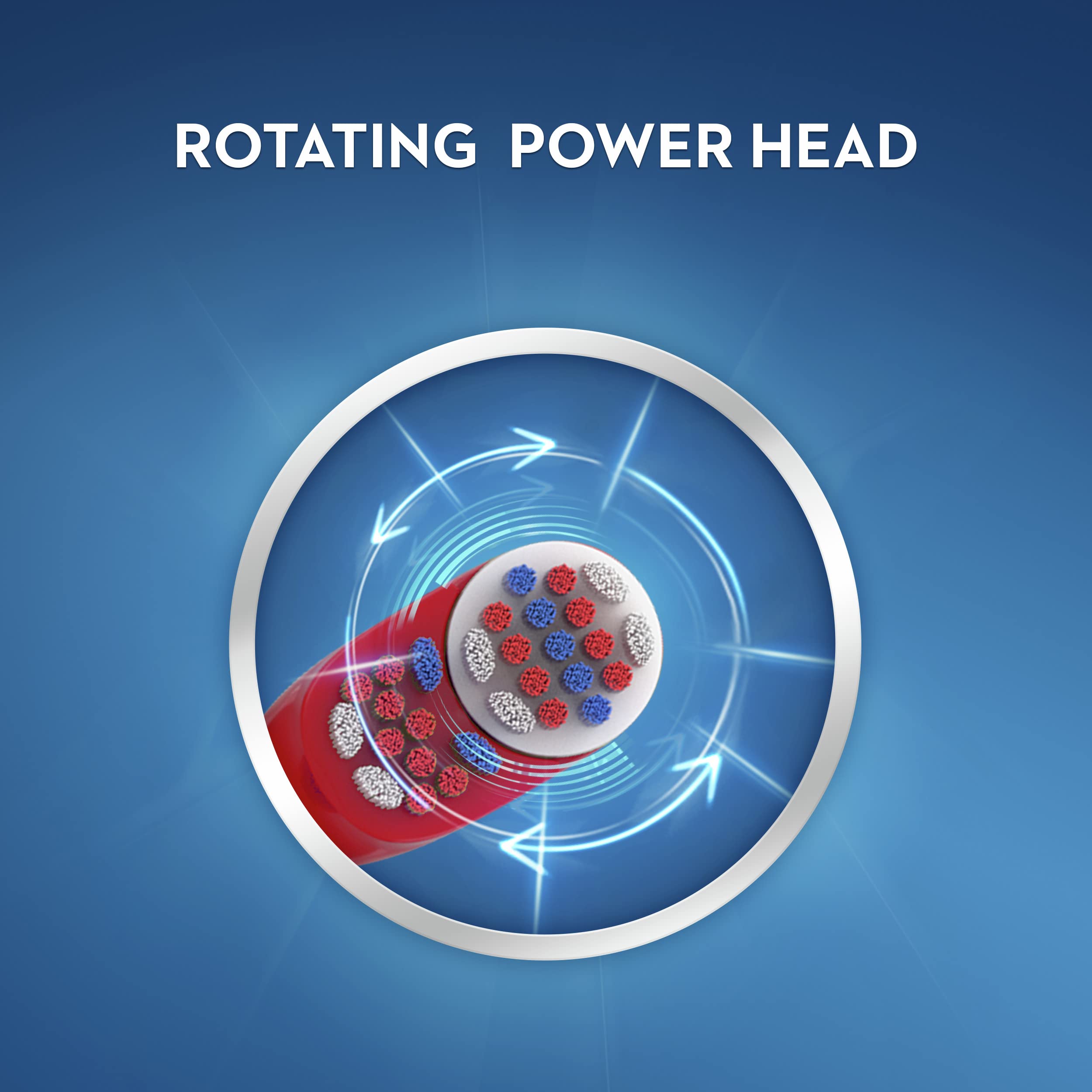 Oral B kids electric toothbrush UAE rotating power head close up showing colorful circular bristles
