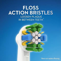 Oral-B battery powered toothbrush round brush head with floss action bristles loosening plaque between teeth