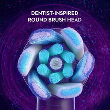 Electric toothbrush brush head with blue bristles