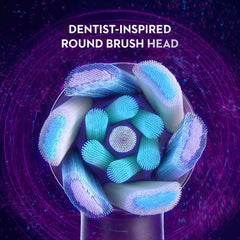 Oral-B iO7 electric toothbrush UAE close-up dentist-inspired round brush head with blue turquoise bristles