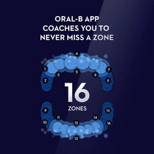 Toothbrush app zone map showing 16 cleaning zones around a mouth outline