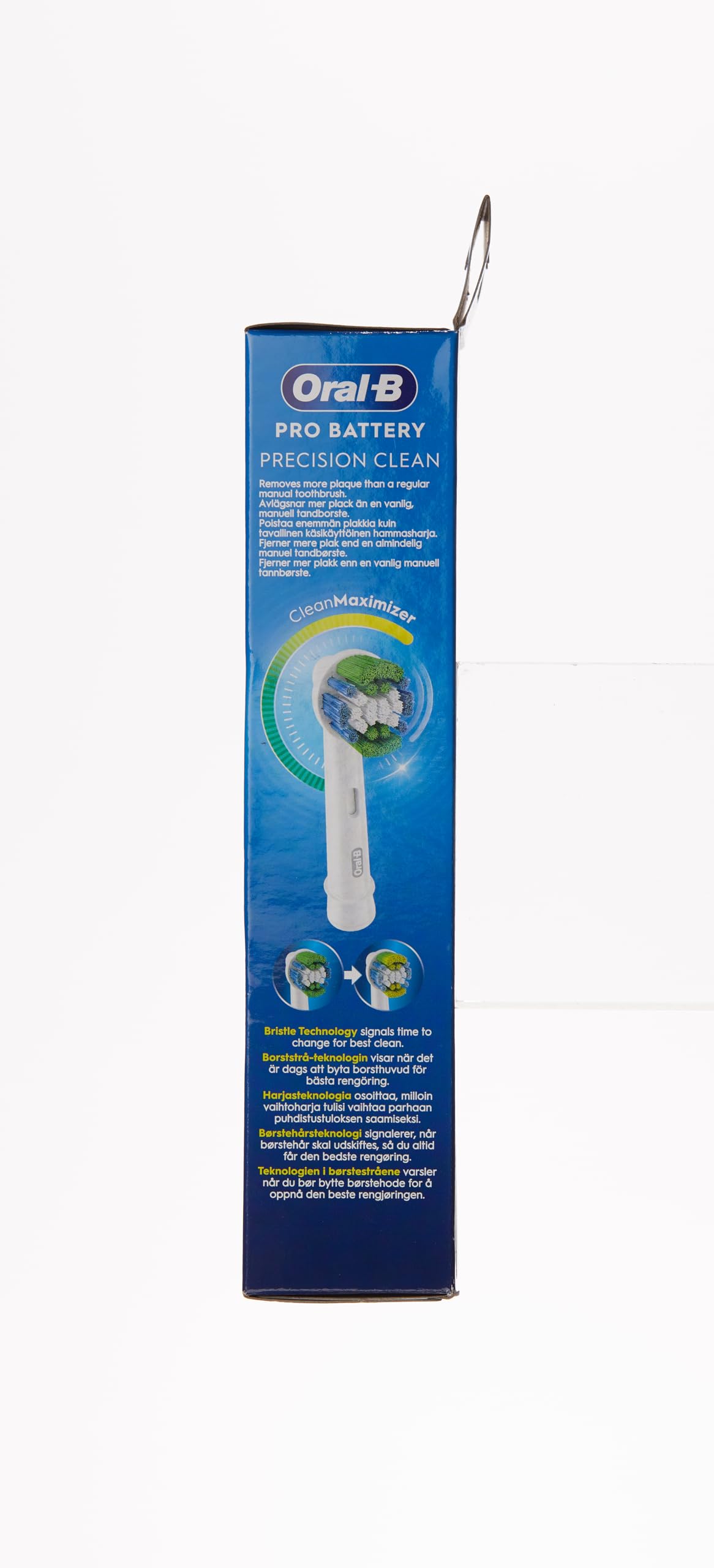 Oral-B Pro battery toothbrush Precision Clean replacement brush head blue retail box with product image