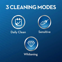 Electric toothbrush cleaning modes icons: Daily Clean, Sensitive, Whitening
