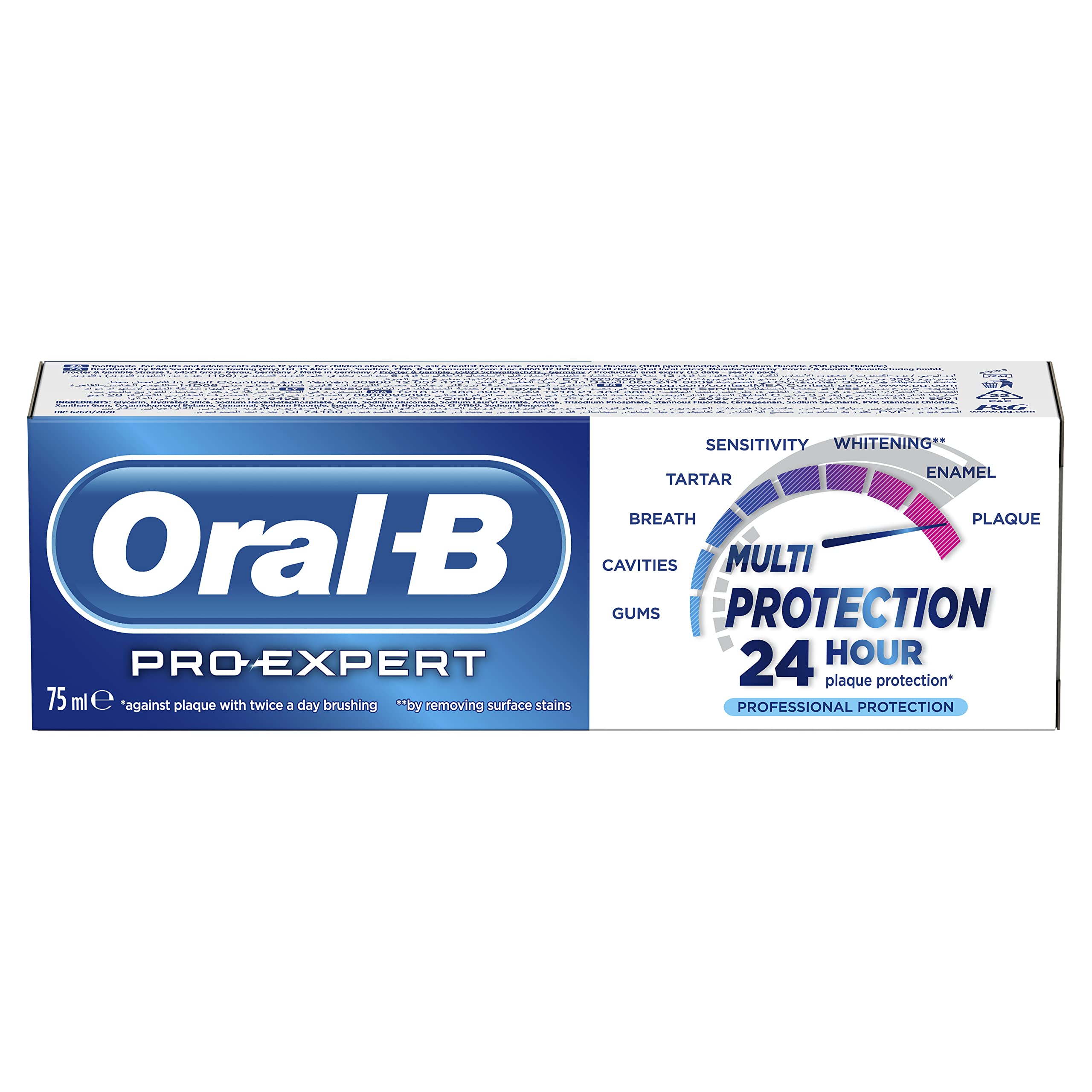 Oral-B Pro-Expert toothpaste box 75 ml multi protection 24 hour formula for cavity and plaque protection