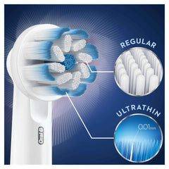 Oral-B sensitive clean toothbrush heads round replacement head with blue and white bristles and ultrathin 0.01mm tips
