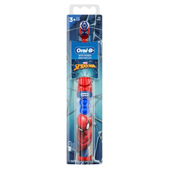Oral-B Spiderman toothbrush for kids battery powered red and blue electric toothbrush with round brush head