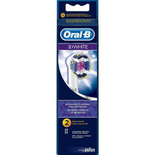 Oral-B 3D White replacement brush head package, box with 2 brush heads shown