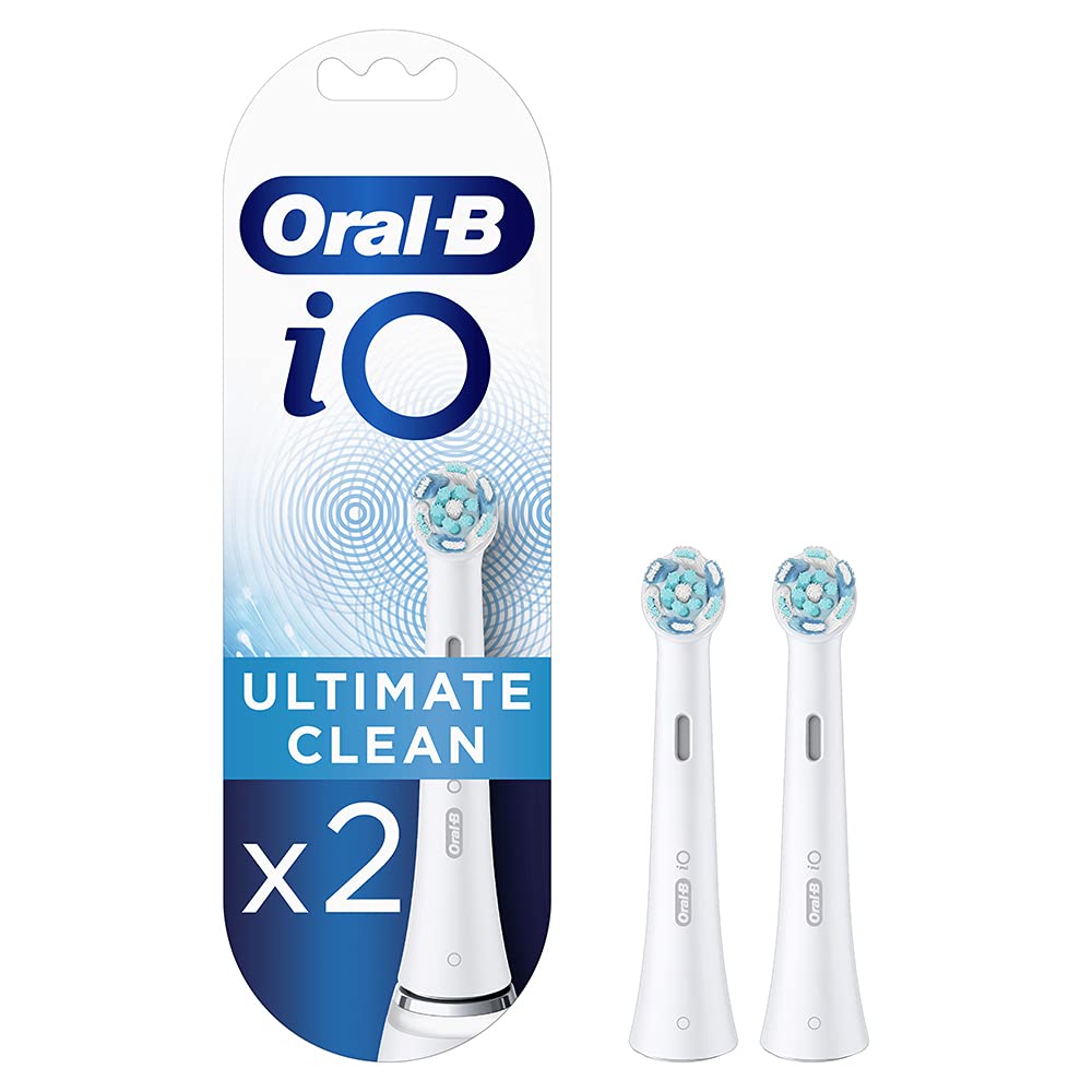 Oral-B iO replacement brush heads two pack Ultimate Clean white brush heads for electric toothbrush