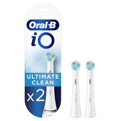 Oral-B iO replacement brush heads two pack Ultimate Clean white brush heads for electric toothbrush