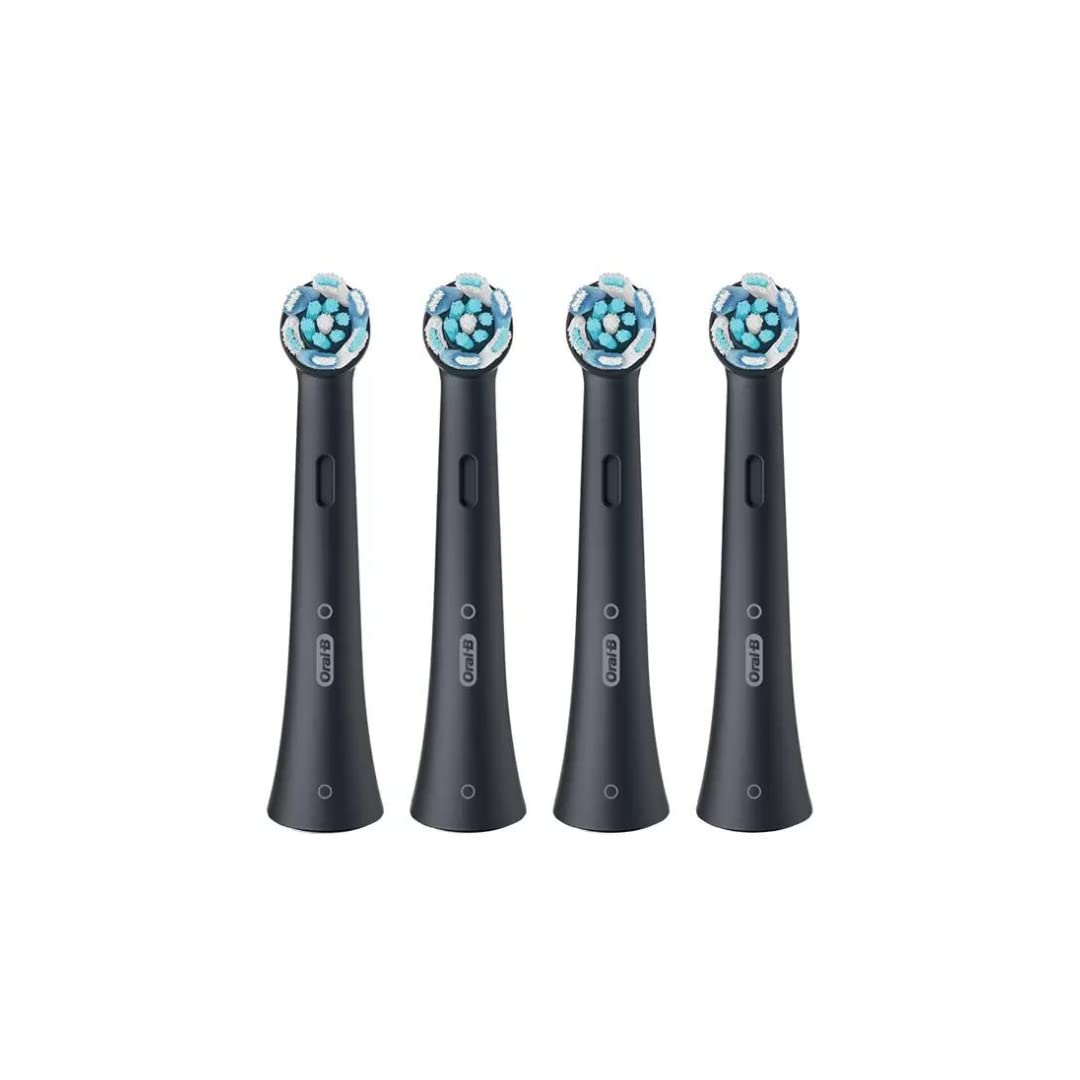 Oral-B iO Ultimate Clean toothbrush heads four pack replacement round brush heads in black for iO handles