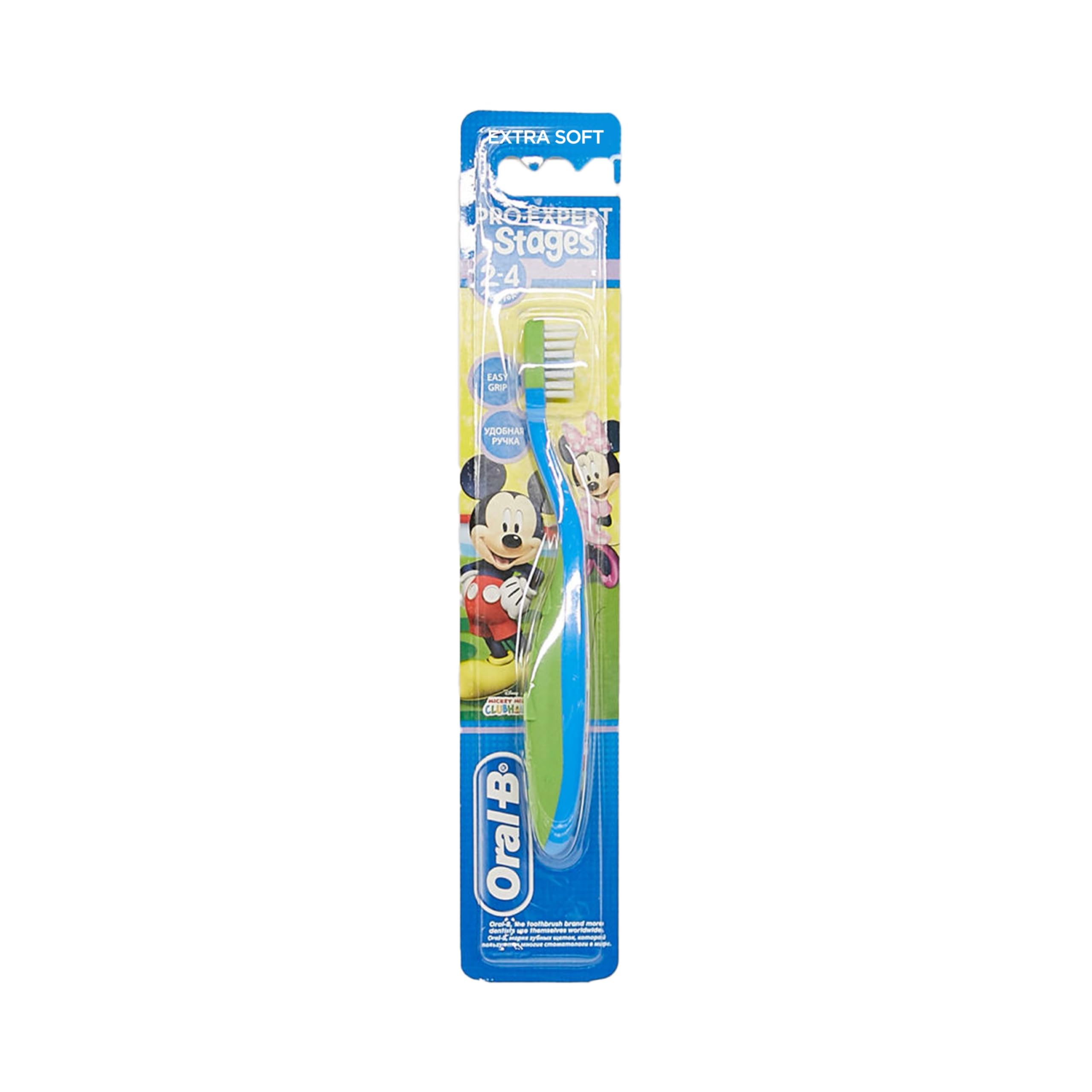 Oral-B kids toothbrush 2-4 years Blue Mickey Mouse extra soft handle in sealed stage 2 packaging