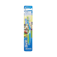 Kids soft toothbrush with Mickey Mouse graphics, Ages 2–4, in package