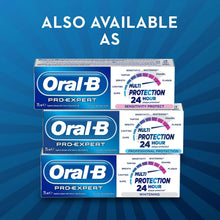 Stacked Oral-B Pro-Expert whitening toothpaste boxes for multi-protection