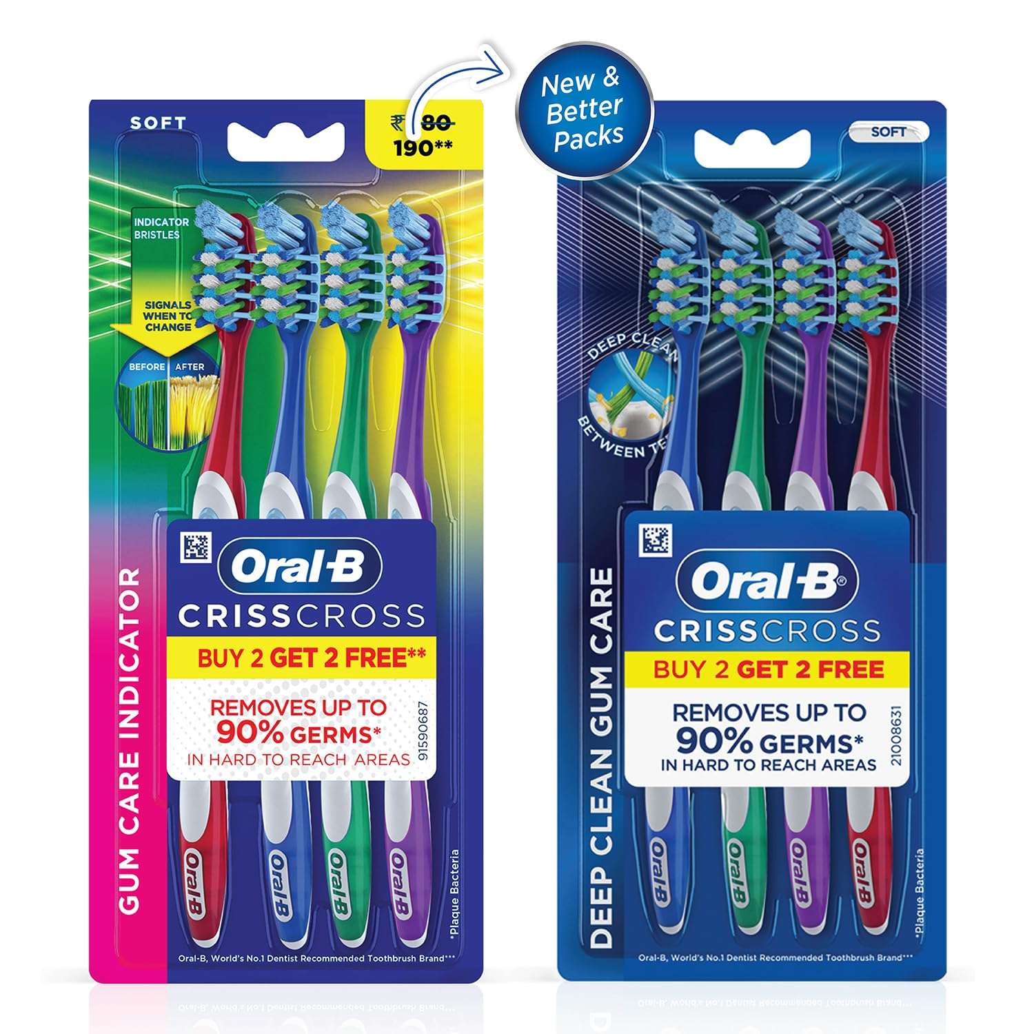 Oral B Pro Health soft toothbrush CrissCross 4 pack multipack with soft bristles and buy 2 get 2 free